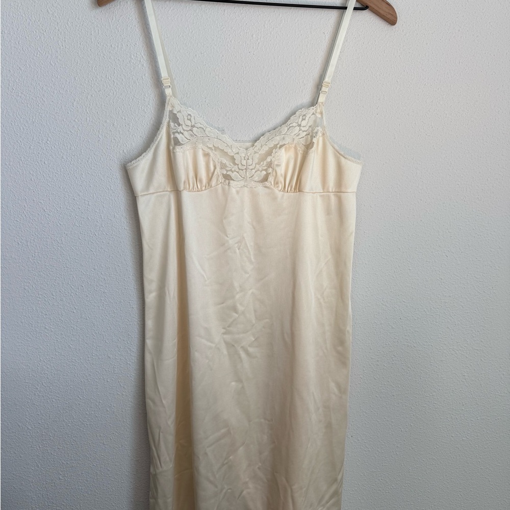 Cream Lace Trim Slip Dress